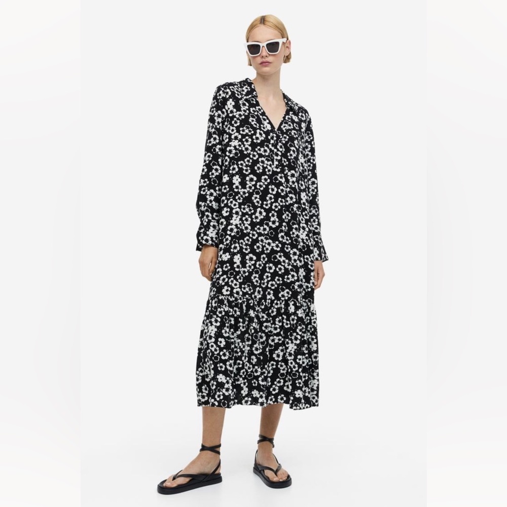 H&M Black & White Dress with Collar